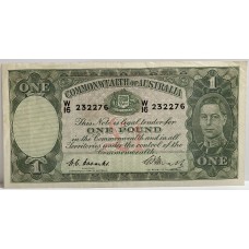 AUSTRALIA 1949 . ONE 1 POUND BANKNOTE . COOMBS / WATT